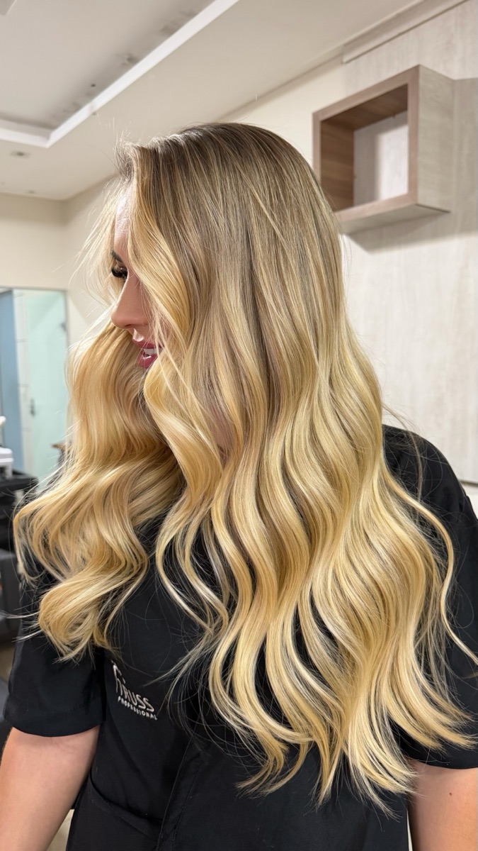 Loiro dourado com ondas